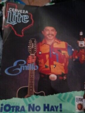 Rare 90s Promo Miller Lite Poster Featuring Late Tejano Artist Emilio Navaira